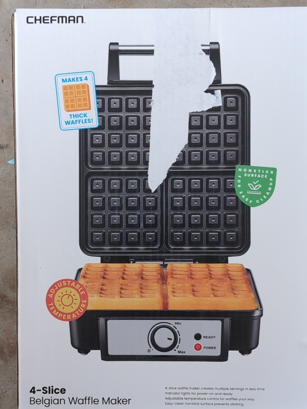 4-Slice Belgian Waffle Maker - Black